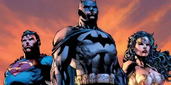 A comic book image of the DC trinity Batman Superman and Wonderwoman