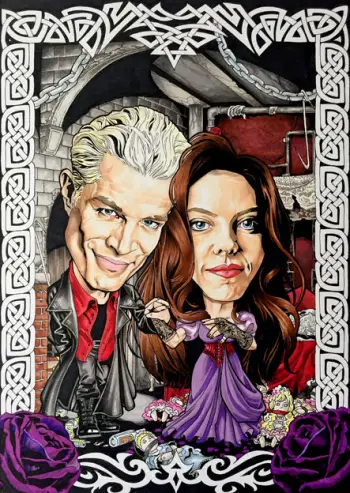 My caricature of Spike and Drusilla from Buffy the vampire slayer James Marsters juliette Landau