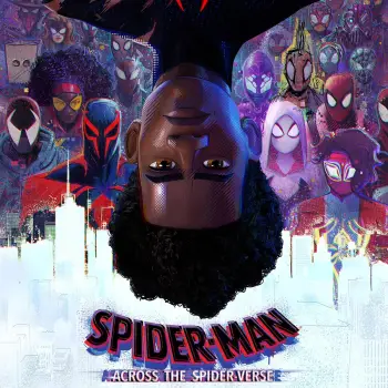 A poster advertising SpiderMan across the SpiderVerse fearturing miles morales spider gwen spiderman 2099 spiderpunk spiderwoman and more spider men