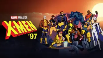 the poster for x-men 97 featuring cyclops storm jean grey beast wolverine rogue jubilee  bishop gambit and morph